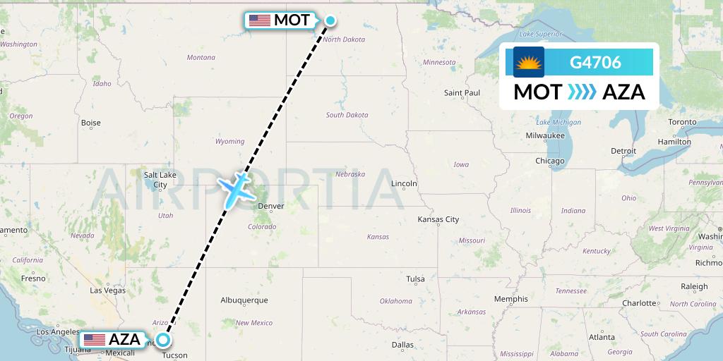 G4706 Allegiant Air Flight Map: Minot to Phoenix