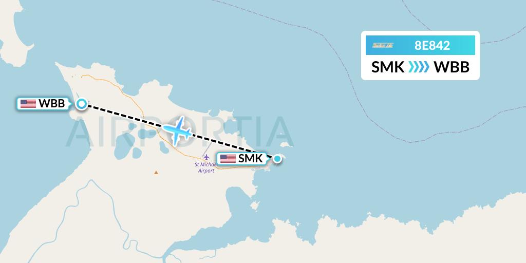 8E842 Bering Air Flight Map: St Michael to Stebbins