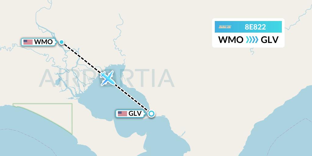 8E822 Bering Air Flight Map: White Mountain to Golovin