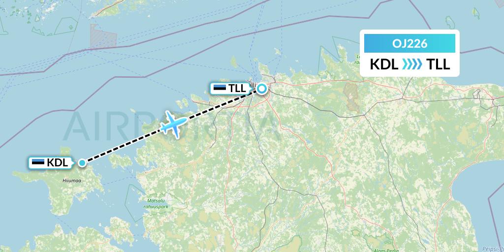 OJ226 NyxAir Flight Map: Kardla to Tallinn