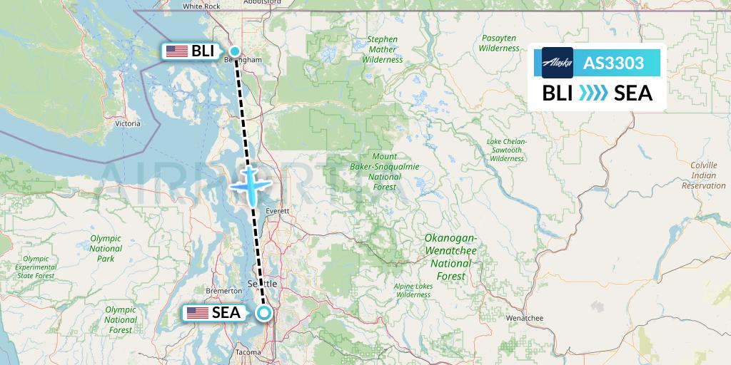 AS3303 Alaska Airlines Flight Map: Bellingham to Seattle