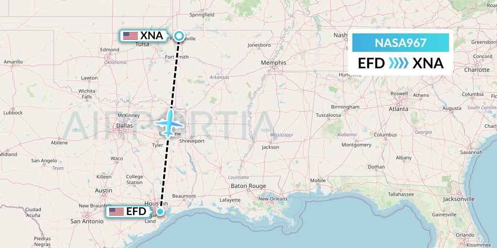 NASA967 Nasair Flight Map: Houston to Bentonville