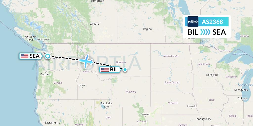 AS2368 Alaska Airlines Flight Map: Billings to Seattle