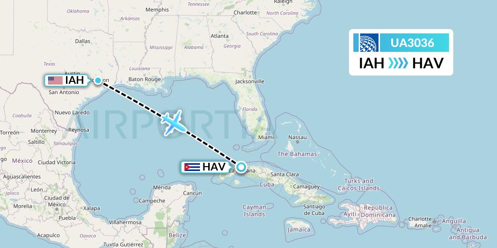 UA3036 Flight Status United Airlines Houston to Havana (UAL3036)