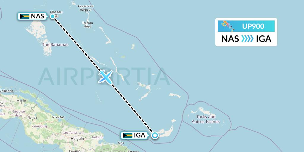 UP900 Bahamasair Flight Map: Nassau to Matthew Town