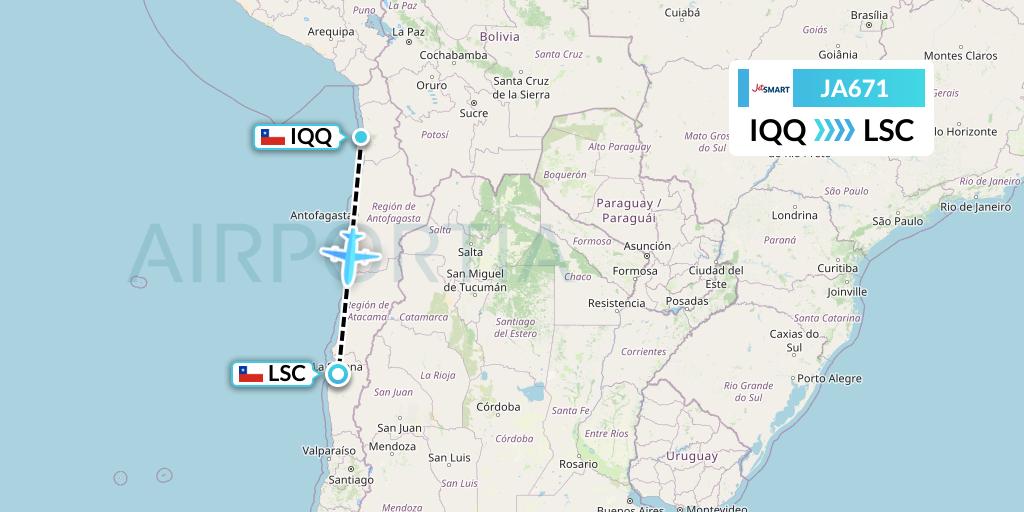 JA671 JetSMART Flight Map: Iquique to La Serena