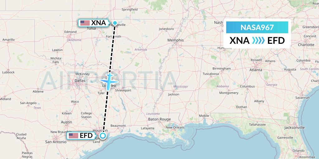 NASA967 Nasair Flight Map: Bentonville to Houston