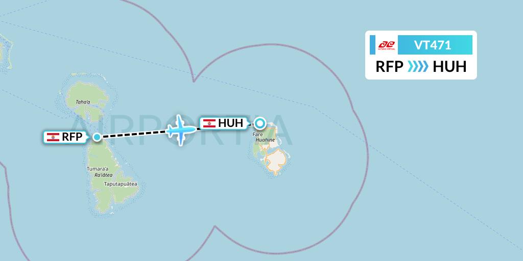 VT471 Air Tahiti Flight Map: Raiatea to Huahine