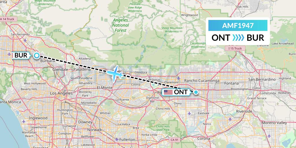 AMF1947 Ameriflight Flight Map: Ontario to Burbank