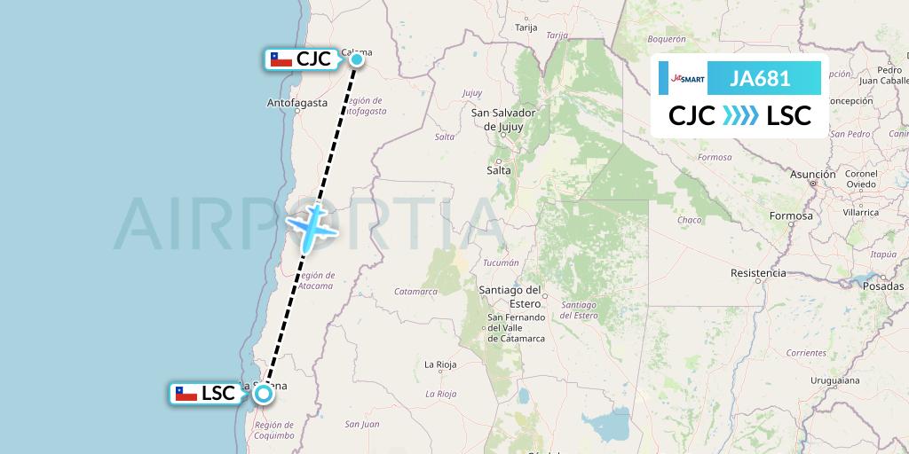 JA681 JetSMART Flight Map: Calama to La Serena
