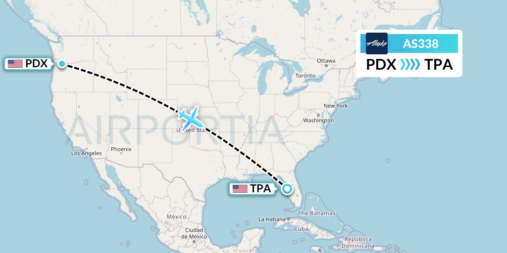 AS338 Flight Status Alaska Airlines Portland to Tampa (ASA338)