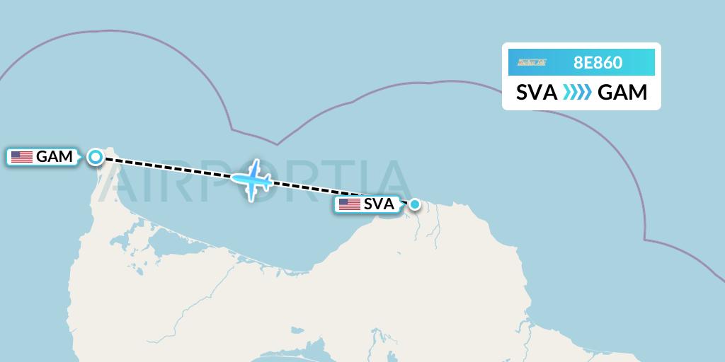 8E860 Bering Air Flight Map: Savoonga to Gambell
