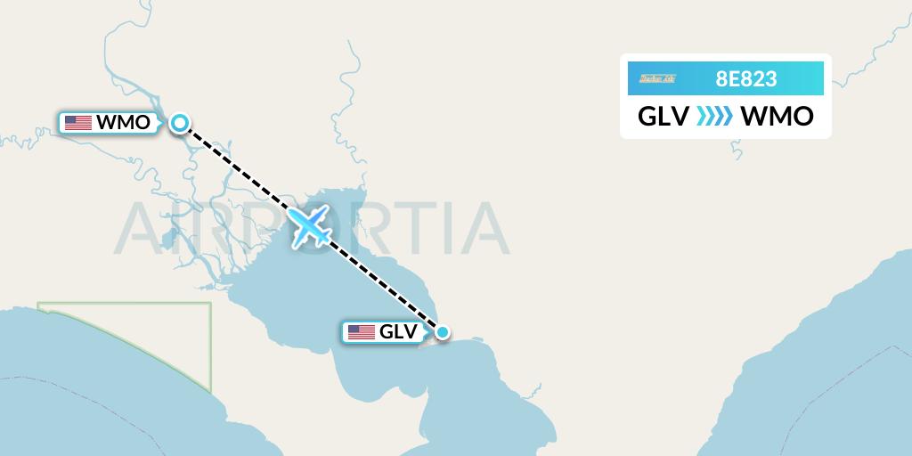 8E823 Bering Air Flight Map: Golovin to White Mountain