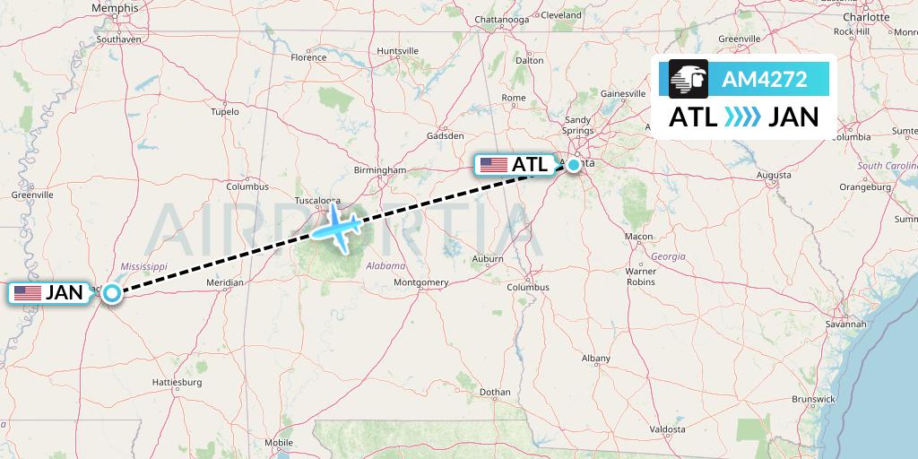 AM4272 Aeromexico Flight Map: Atlanta to Jackson