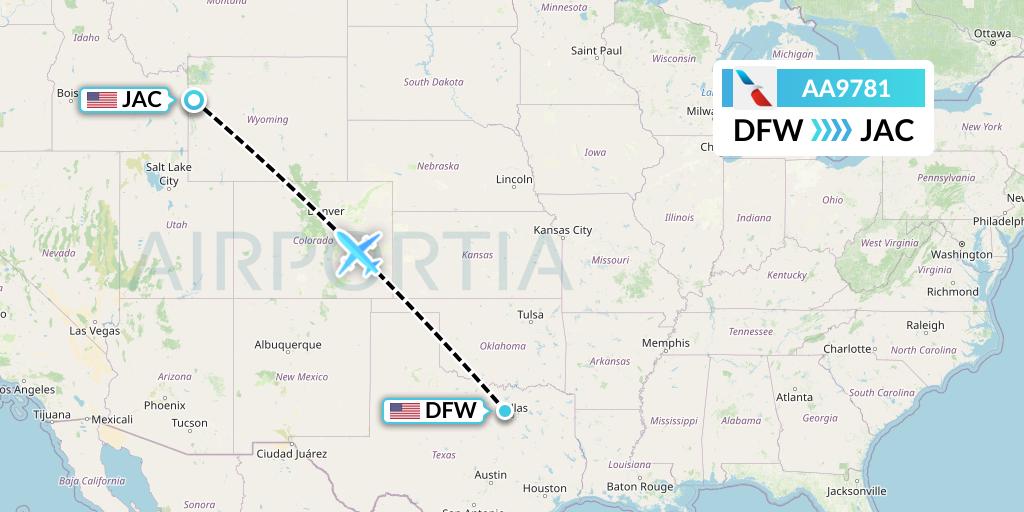 AA9781 American Airlines Flight Map: Dallas to Jackson