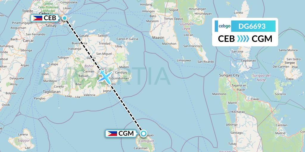 DG6693 Cebgo Flight Map: Cebu to Philippines