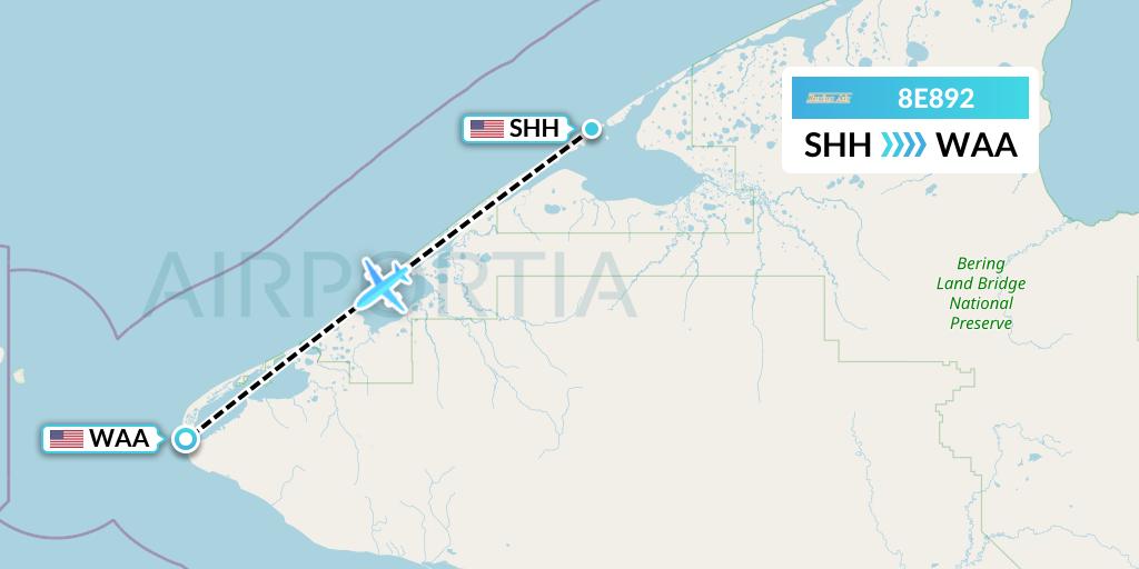 8E892 Bering Air Flight Map: Shishmaref to Wales