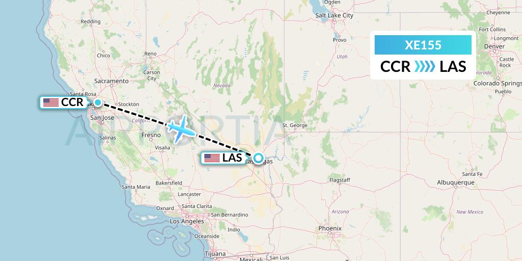 XE155 Jsx Flight Map: Concord to Las Vegas