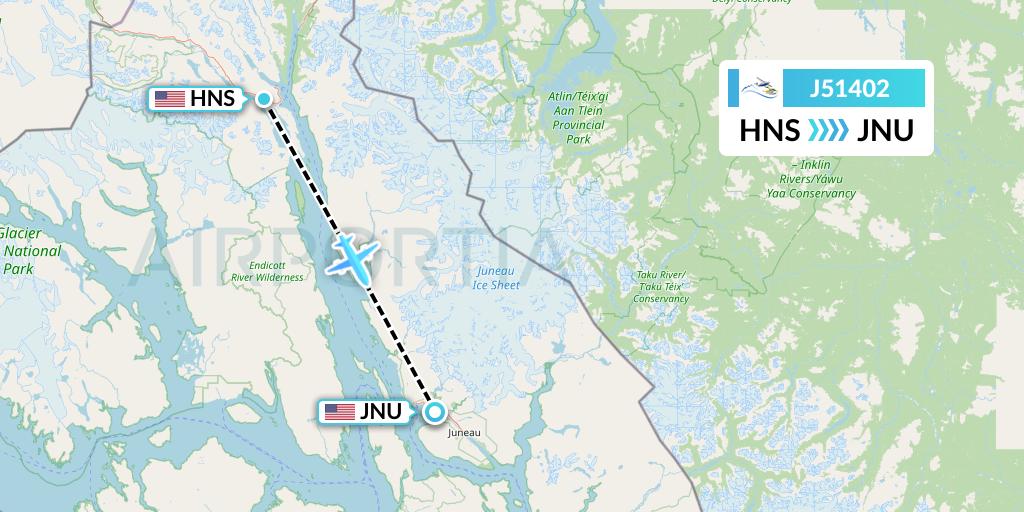 J51402 Alaska Seaplane Service Flight Map: Haines to Juneau