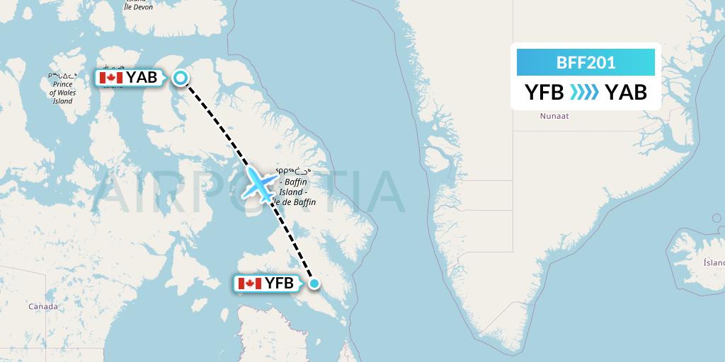 BFF201 Air Nunavut Flight Map: Iqaluit to Arctic Bay