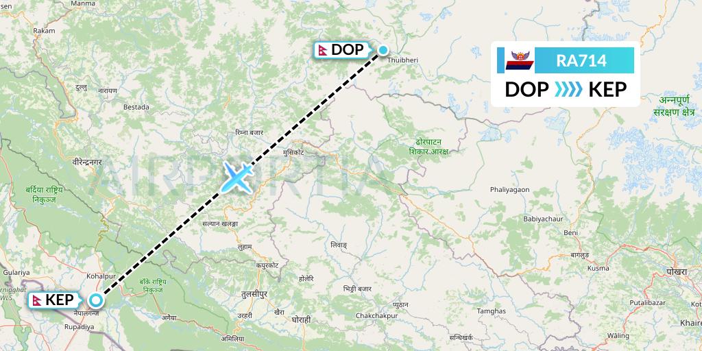 RA714 Royal Nepal Airlines Flight Map: Dolpa to Nepalgunj
