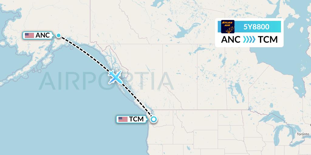 5Y8800 Atlas Air Flight Map: Anchorage to Tacoma