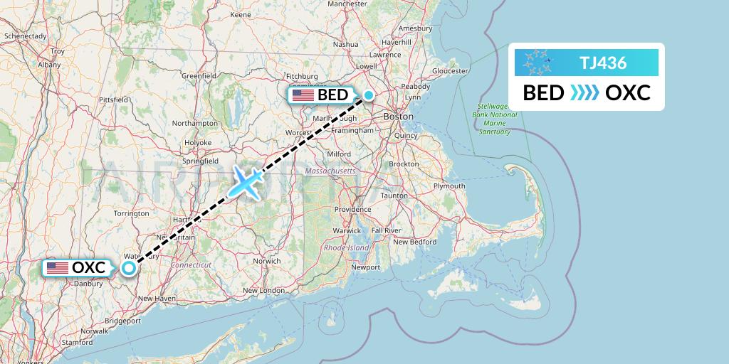 TJ436 Tradewind Aviation Flight Map: Bedford to Oxford