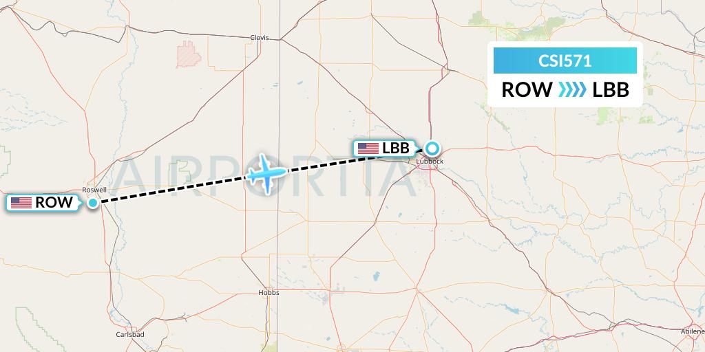 CSI571 Csi Aviation Flight Map: Roswell to Lubbock