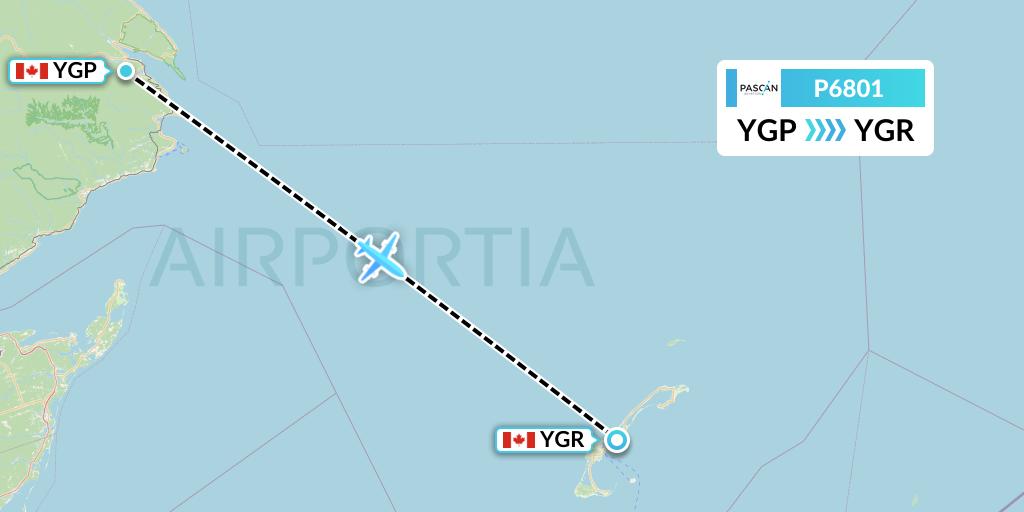 P6801 Pascan Aviation Flight Map: Gaspe to Iles-de-la-Madeleine