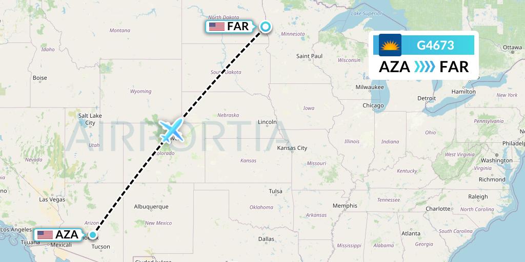 G4673 Allegiant Air Flight Map: Phoenix to Fargo