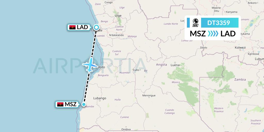 DT3359 Flight Status TAAG Angola Airlines Namibe to Luanda (DTA3359)