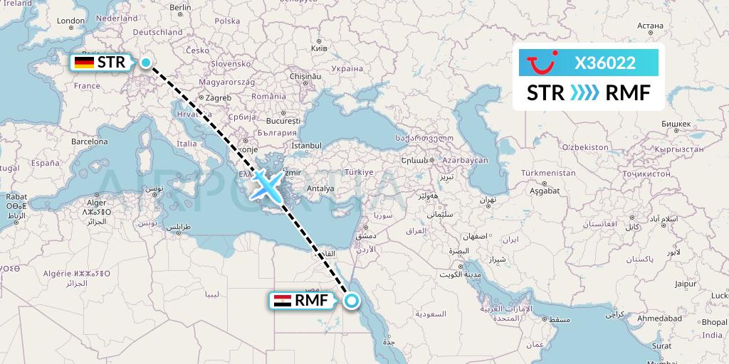 X36022 TUI fly Germany Flight Map: Stuttgart to Marsa Alam