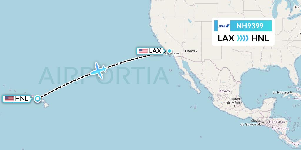NH9399 All Nippon Airways Flight Map: Los Angeles to Honolulu