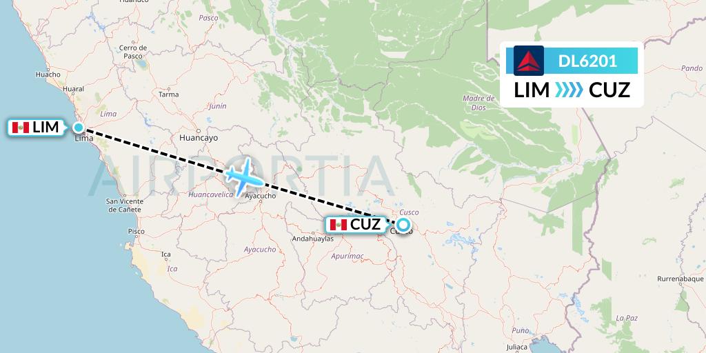 DL6201 Delta Air Lines Flight Map: Lima to Cusco