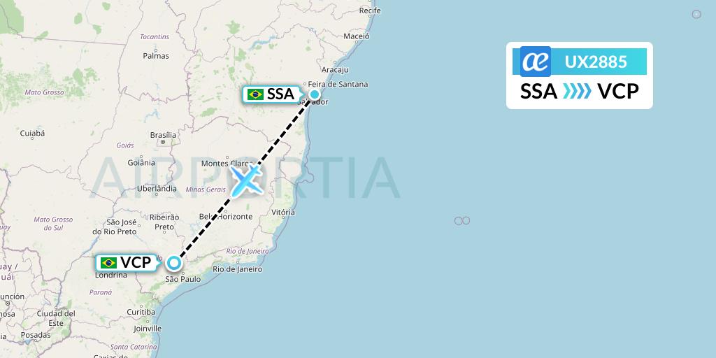 UX2885 Air Europa Flight Map: Salvador to Campinas