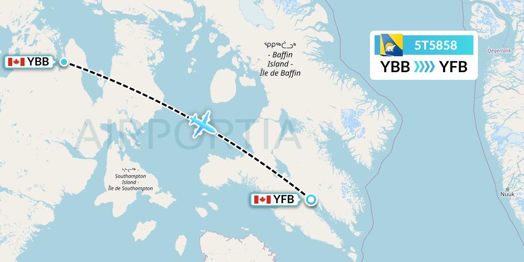 5T5858 Canadian North Flight Map: Kugaaruk to Iqaluit