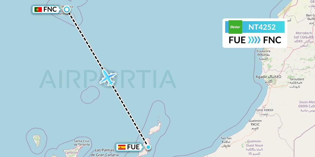 NT4252 Binter Canarias Flight Map: Fuerteventura to Funchal