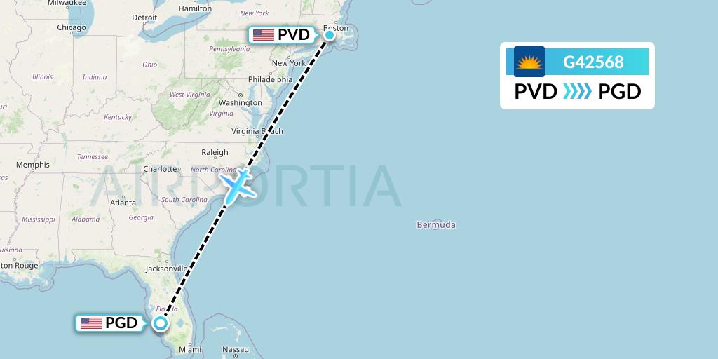 G42568 Allegiant Air Flight Map: Providence to Punta Gorda