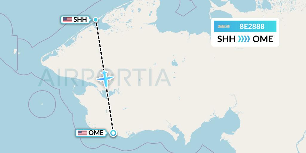 8E2888 Bering Air Flight Map: Shishmaref to Nome