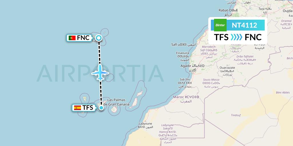 NT4112 Binter Canarias Flight Map: Tenerife to Funchal