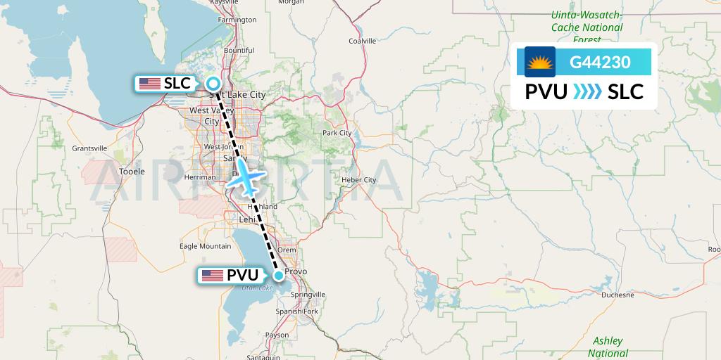 G44230 Allegiant Air Flight Map: Provo to Salt Lake City
