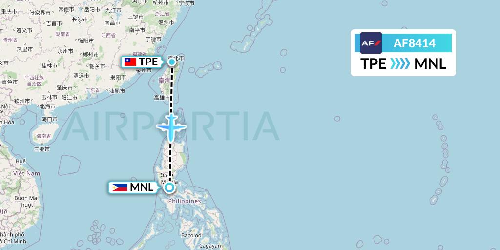 AF8414 Air France Flight Map: Taipei to Manila
