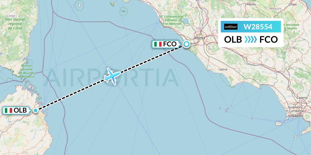 W28554 Flex Flight Flight Map: Olbia to Rome