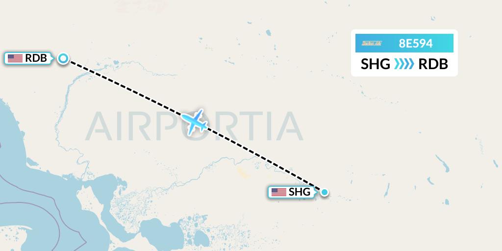 8E594 Bering Air Flight Map: Shungnak to Red Dog