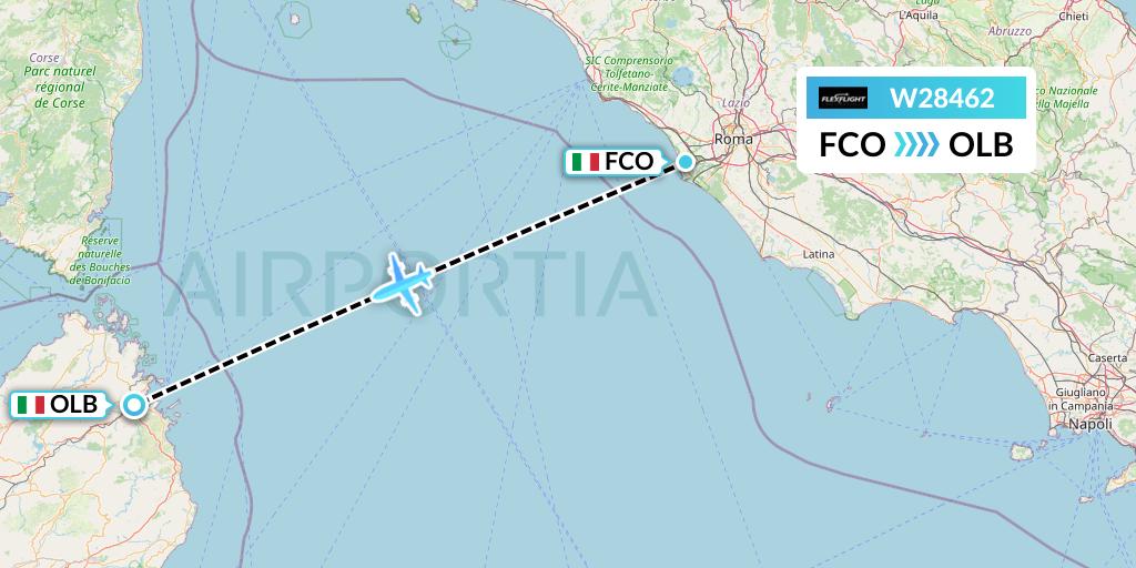 W28462 Flex Flight Flight Map: Rome to Olbia