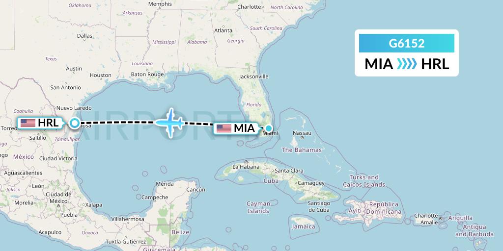 G6152 Fly Arna Flight Map: Miami to Harlingen