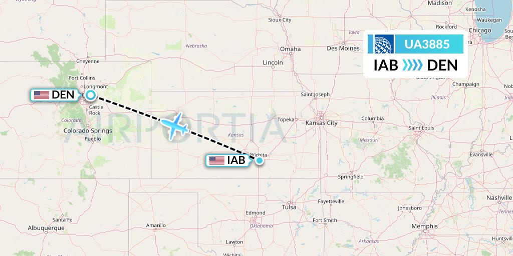 UA3885 United Airlines Flight Map: Wichita to Denver