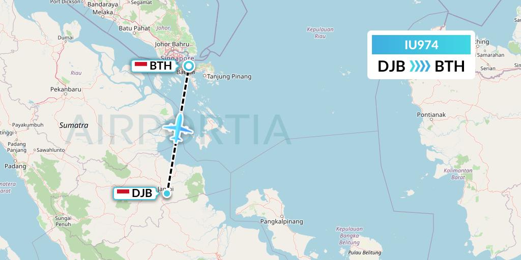 IU974 Pt. Super Air Jet Flight Map: Jambi to Batam