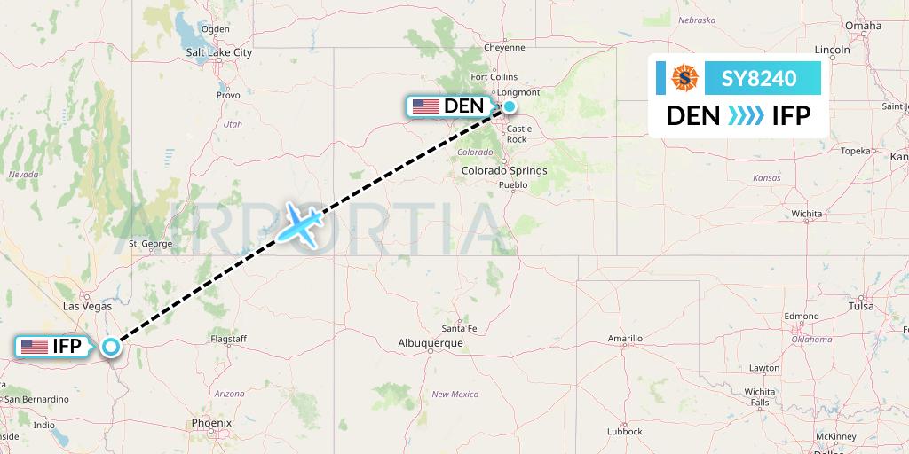 SY8240 Sun Country Airlines Flight Map: Denver to Bullhead City
