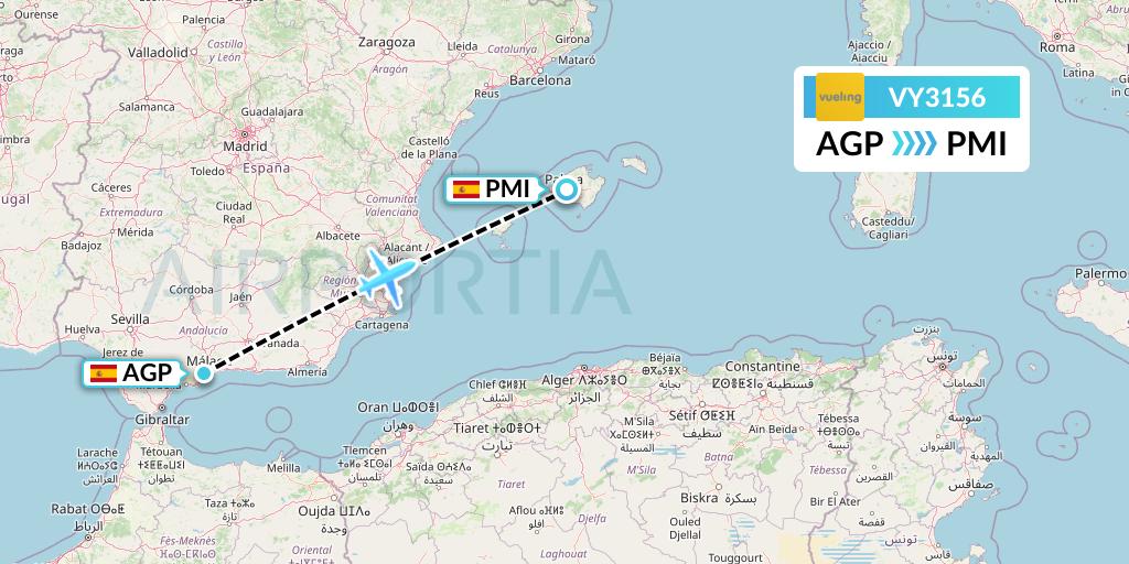 VY3156 Vueling Flight Map: Malaga to Palma de Mallorca